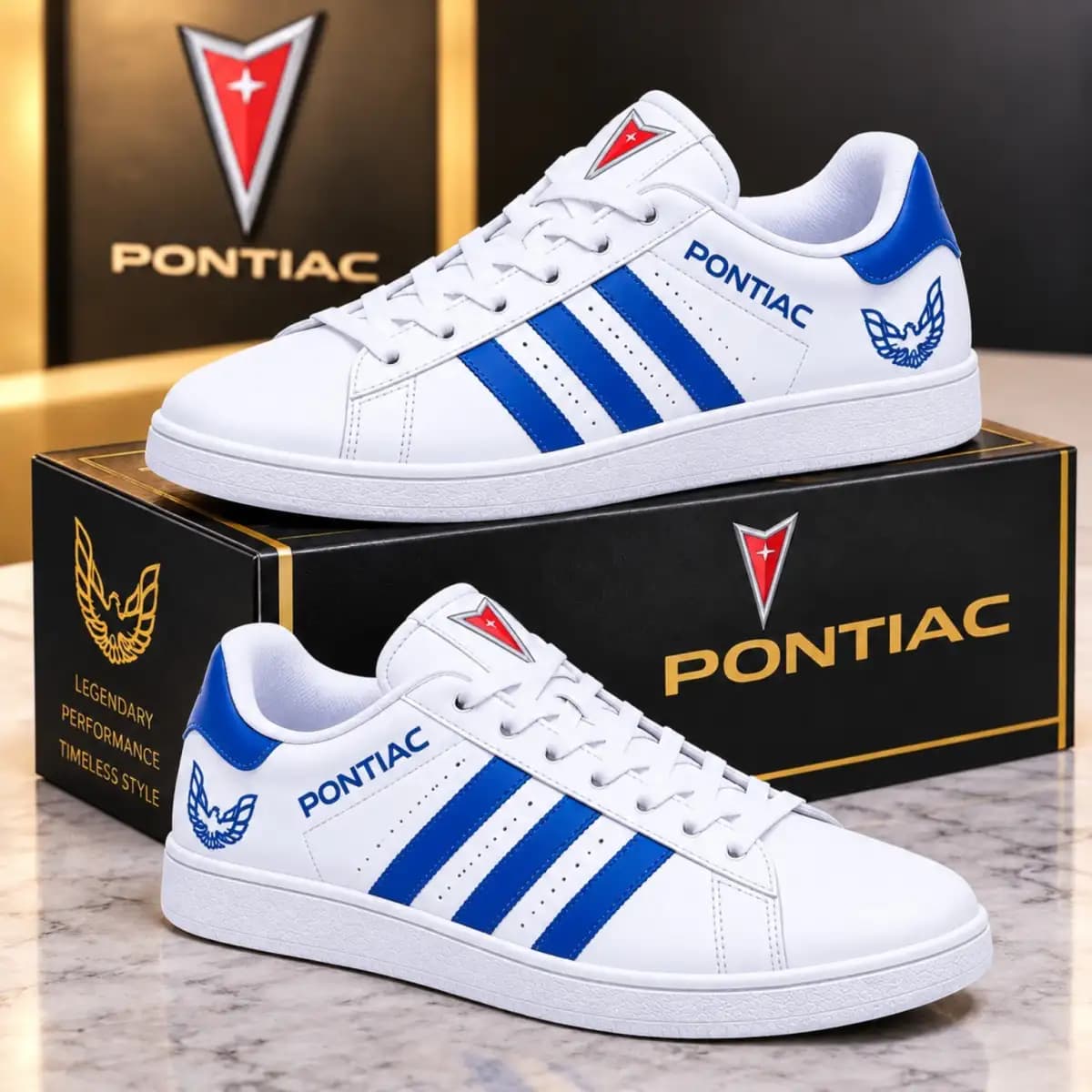 Trans am white - Low Top Leather Sneakers