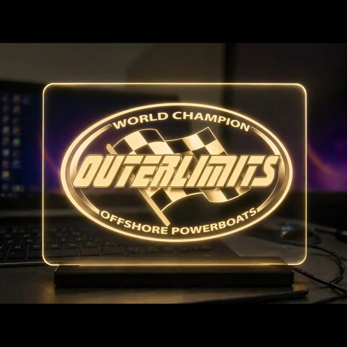 outerlimits 5 - Custom LED Acrylic Desk Sign