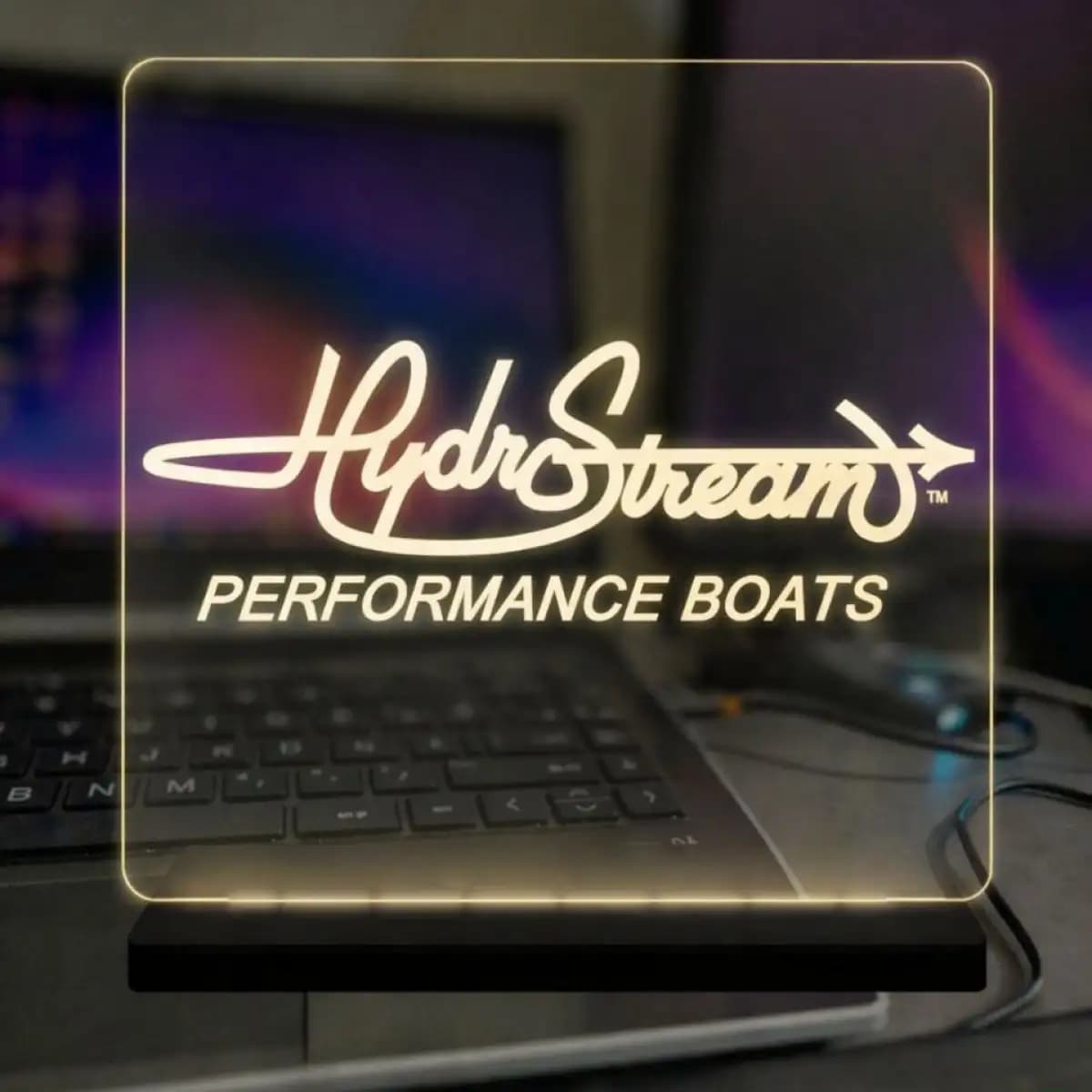 hydrostream 16 - Custom LED Acrylic Desk Sign