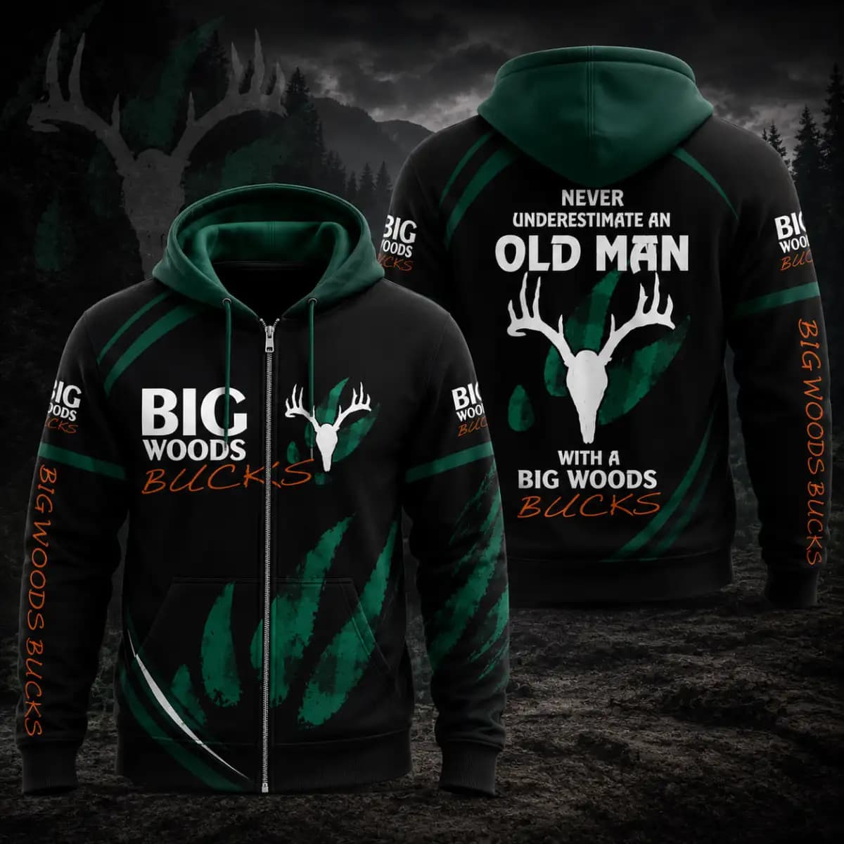 Big woods bucks Premium 99 - Man's zip-up Hoodie