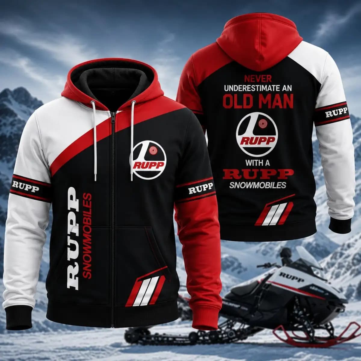 Rupp Snowmobiles Premium - Man's zip-up Hoodie