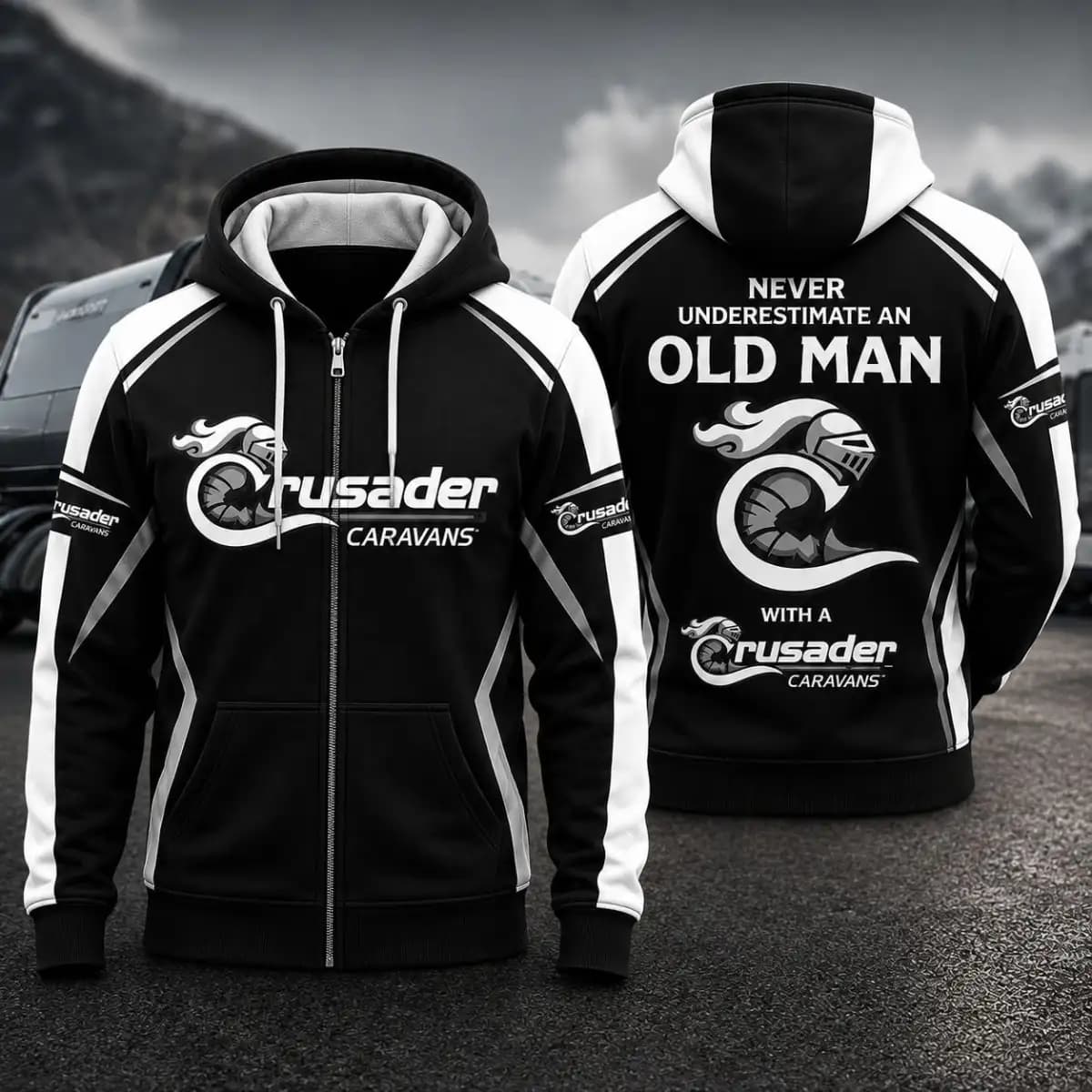 Crusader Caravans Premium - Man's zip-up Hoodie