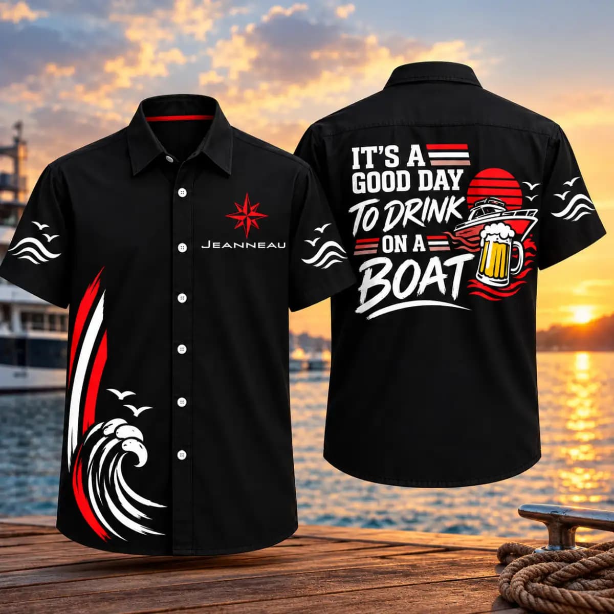 It is a good day to drink Jeanneau boat - Premium Hawaiian Shirt with Pocket